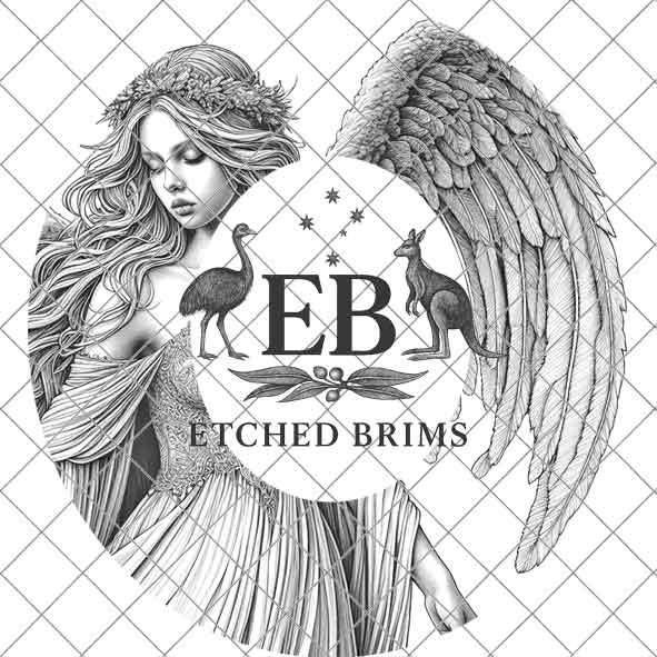 Hat Burning Design, Angel Wings 11, Digital File, PNG, PDF, Hat Burning Template, Cowgirl Hat, Laser Engraving, Wide Brim Hat Design, EB202