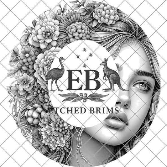 Girl & Flowers 2 Hat File, Hat Burning Design, Digital Download PNG, Hat Burning Template, Hat Laser Engraving Design, BOHO, Hat File EB293