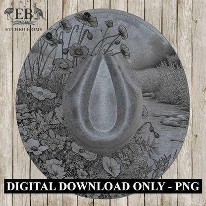 Wildflowers 3 Hat File, Laser Hat Burning Design, Digital Download PNG, Hat Burning Template, Hat Laser Engraving Design, Hat File EB219