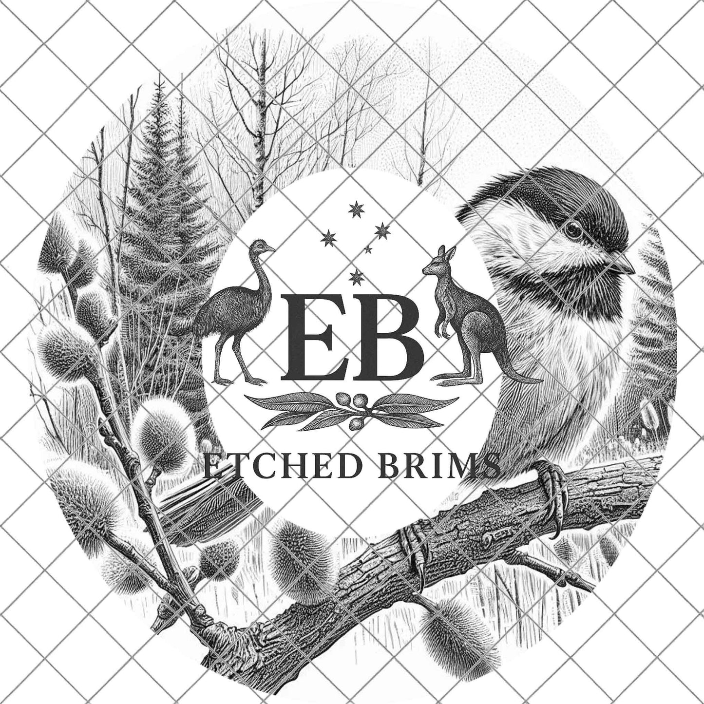 Chickadee Bird, Hat Burning Design for Wide Brim Hats. PNG for Laser Engraving and PDF Burning Stencil for Hand Burning, EB744
