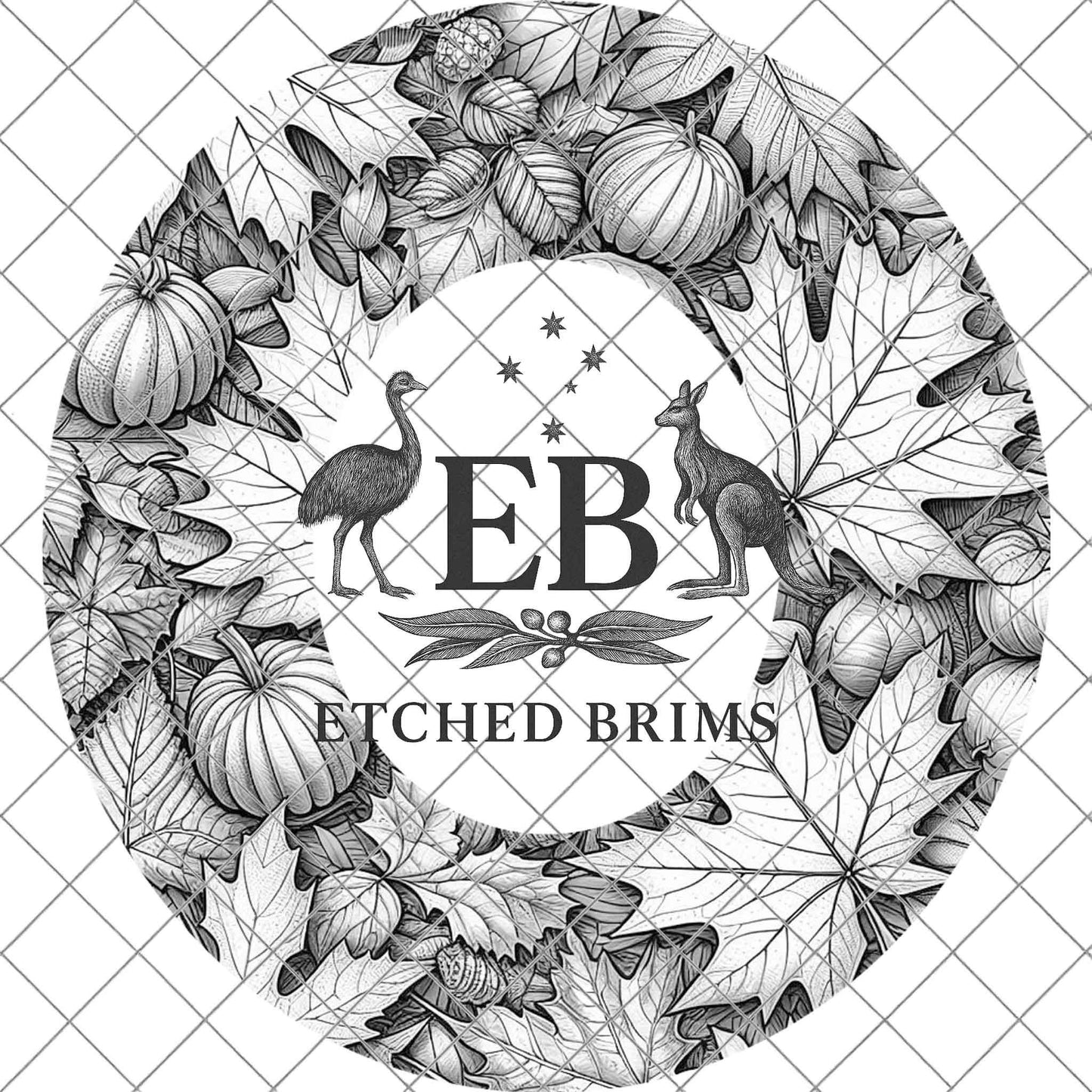 Fall Autumn Leaves, Laser Engraving Hat Design, Wide Brim Hat Template, Hat Burning PNG Pattern, Hat Burning Stencil, EB778