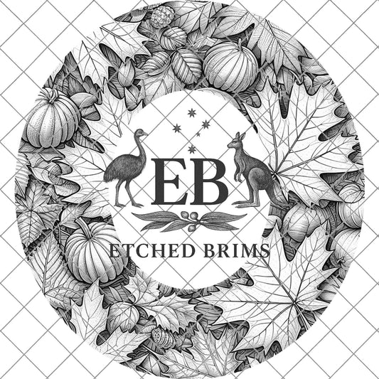 Fall Autumn Leaves, Laser Engraving Hat Design, Wide Brim Hat Template, Hat Burning PNG Pattern, Hat Burning Stencil, EB778