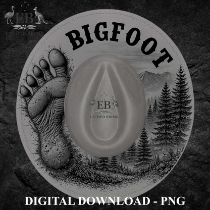 Bigfoot Foot Print, Hat Burning Design | Sasquatch Hat Engraving Design | Hat Burning File | Laser Download, EB1223BC