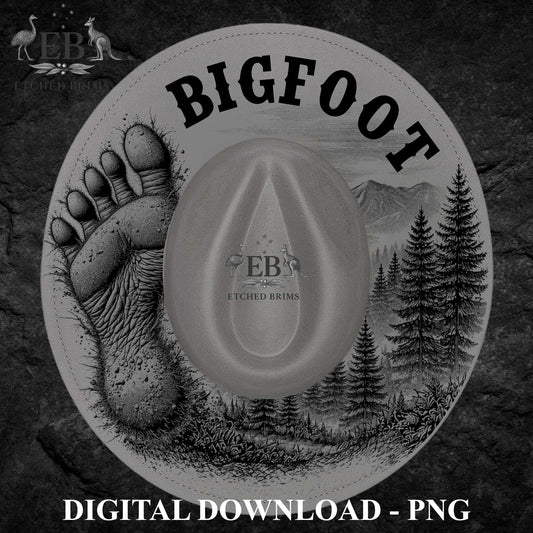 Bigfoot Foot Print, Hat Burning Design | Sasquatch Hat Engraving Design | Hat Burning File | Laser Download, EB1223BC