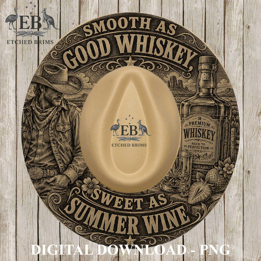 Cowboy Whiskey, Hat Burning Template, Wide Brim Laser Hat Engraving Design, Printable Stencil, EB1372
