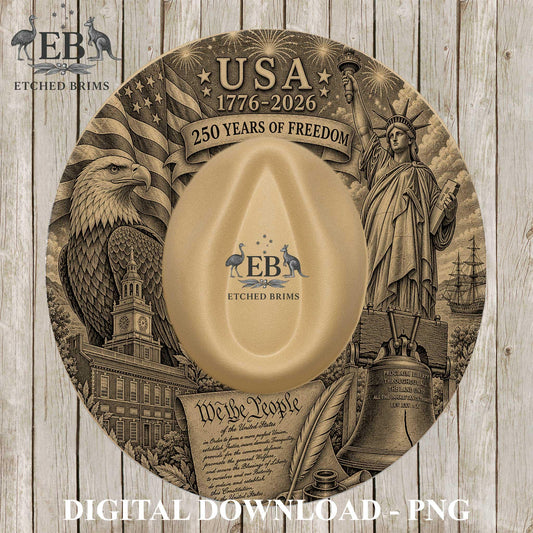 USA 250 Years Semiquincentennial Hat Burning File, Patriotic Eagle Statue Liberty Design, American Flag, Hat Brim Template, EB1252