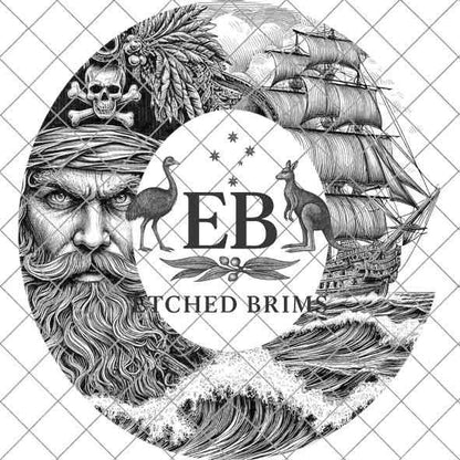 Pirate & Ship 6 Laser Hat Burning Design, Digital Download PNG, Hat Burning Template, Hat Laser Engraving Design, Wide Brim Hat File EB232