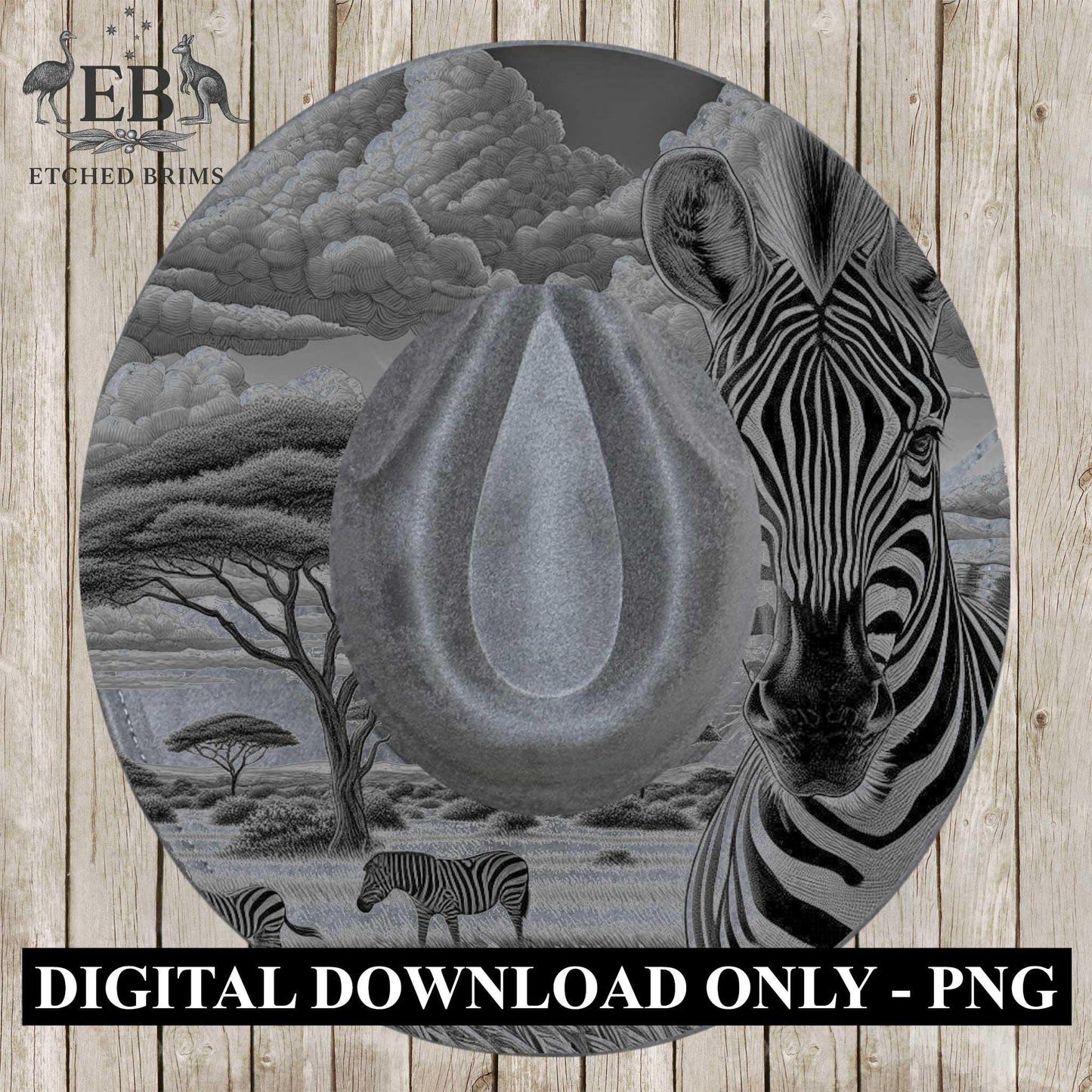Zebra Safari 2, Hat Burning Design, Hand Burning Stencil included, PDF & PNG, Hat Burning Template, Laser Engraving Design, EB640