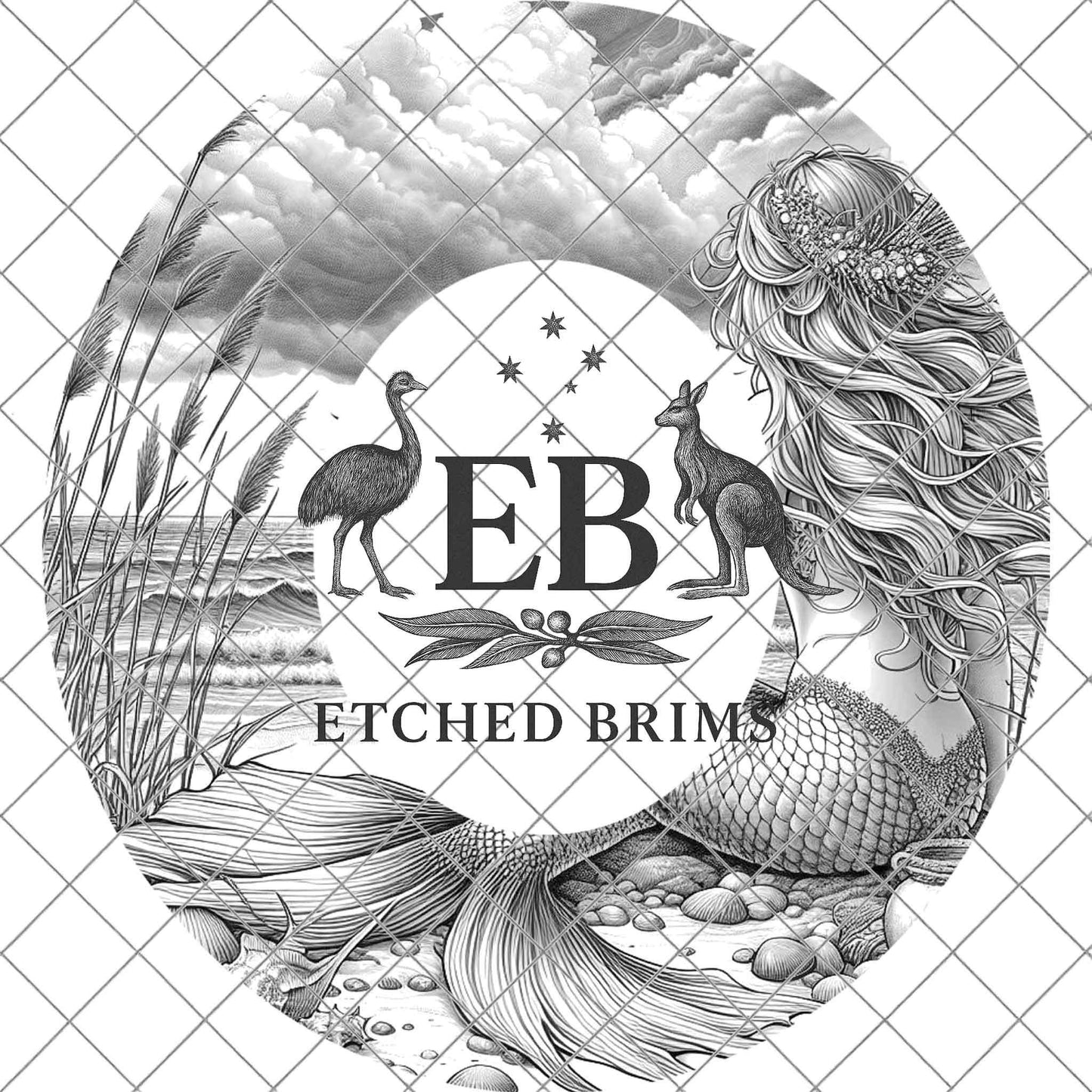 Mermaid on the Beach 8, Hat Burning Design, Digital Download PNG, Hat Burning Template, Laser Engraving Design, Wide Brim Hat File, EB655