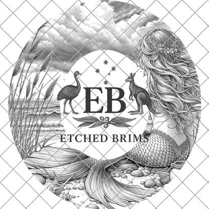 Mermaid on the Beach 8, Hat Burning Design, Digital Download PNG, Hat Burning Template, Laser Engraving Design, Wide Brim Hat File, EB655