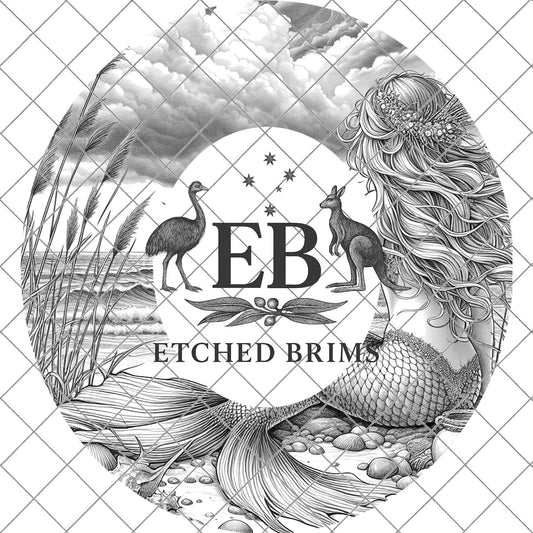 Mermaid on the Beach 8, Hat Burning Design, Digital Download PNG, Hat Burning Template, Laser Engraving Design, Wide Brim Hat File, EB655