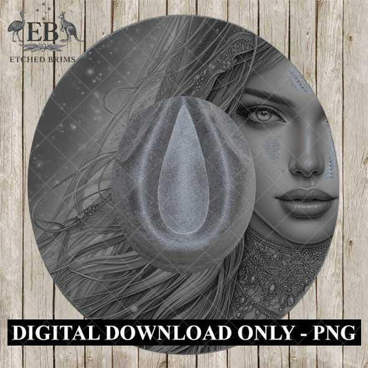 Mysterious Girl 3 Hat File, Hat Burning Design, Digital Download PNG, Hat Burning Template, Hat Laser Engraving Design, Hat File EB453