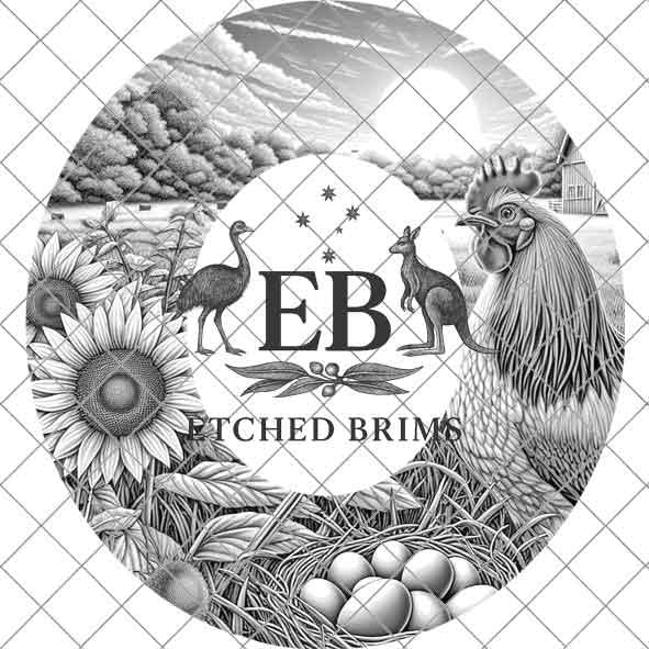 Chicken & Sunflowers, Hat Burning Design, Digital Download PNG, Hat Burning Templates, Laser Engraving Design, Hat Burning Stencils, EB506