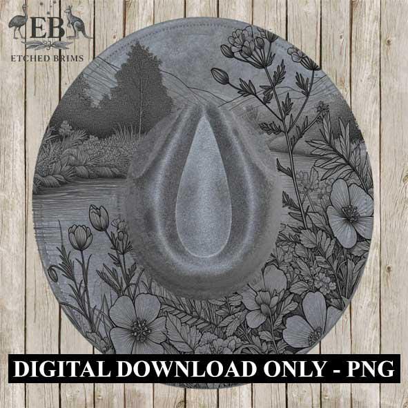Wildflowers 5 Hat File, Laser Hat Burning Design, Digital Download PNG, Hat Burning Template, Hat Laser Engraving Design, Hat File EB221