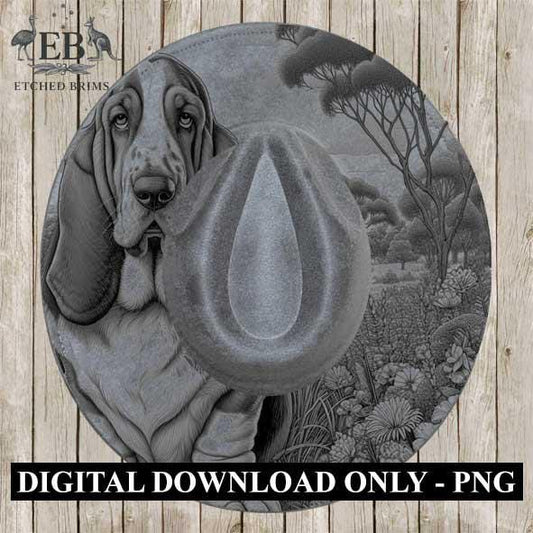 Hat Burning Design, Basset Hound Dog, Cowboy Western Hat, PNG PDF, Stencils for Hats, Hat Engraving Template, Engraving Pattern, EB397