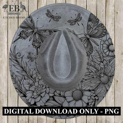 Butterflies 9 Hat File, Laser Hat Burning Design, Digital Download PNG, Hat Burning Template, Hat Laser Engraving Design, Hat File EB81