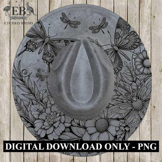 Butterflies 9 Hat File, Laser Hat Burning Design, Digital Download PNG, Hat Burning Template, Hat Laser Engraving Design, Hat File EB81