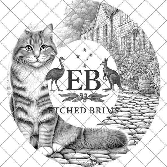 Cat Flowers 9, Laser Hat Burning Design, Digital Download PNG Hat Burning Template Hat Laser Engraving Design Wide Brim Hat Laser File EB90