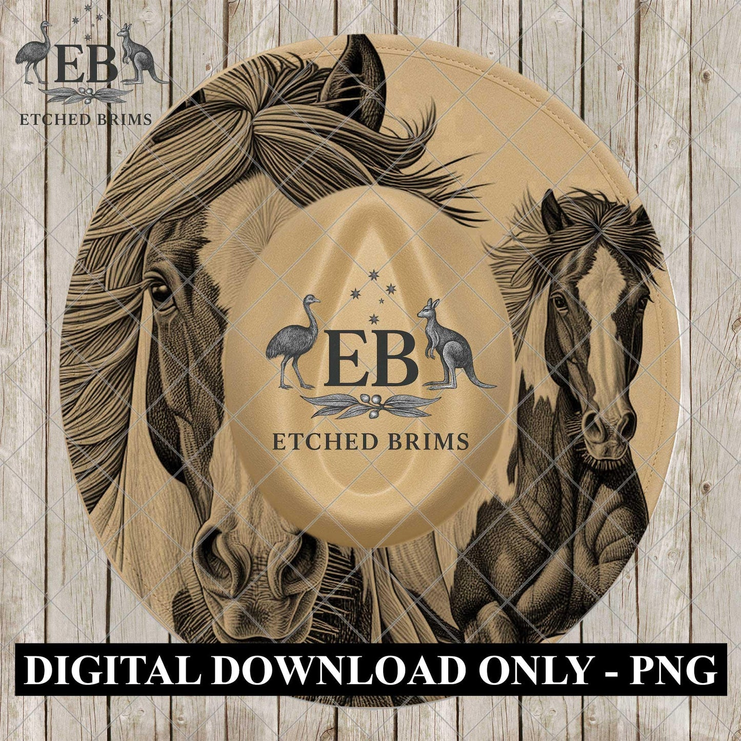 American Paint Horse, Hat Engraving, Wild Horses, Digital Download PNG, Hat Burning Template, Wide Brim Design, EB1128