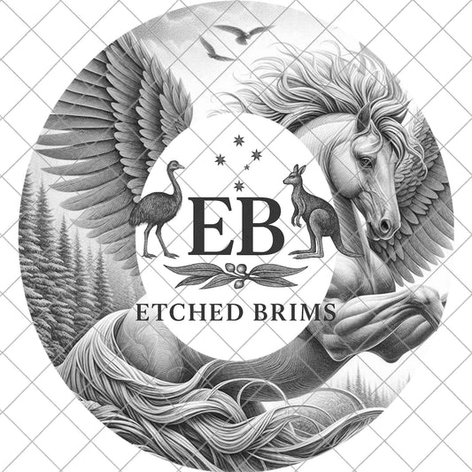 Pegasus Flying Horse, Hat Burning Design for Wide Brim Cowboy Hats. Laser Engraving and PDF Burning Stencil for Hand Burning, EB916