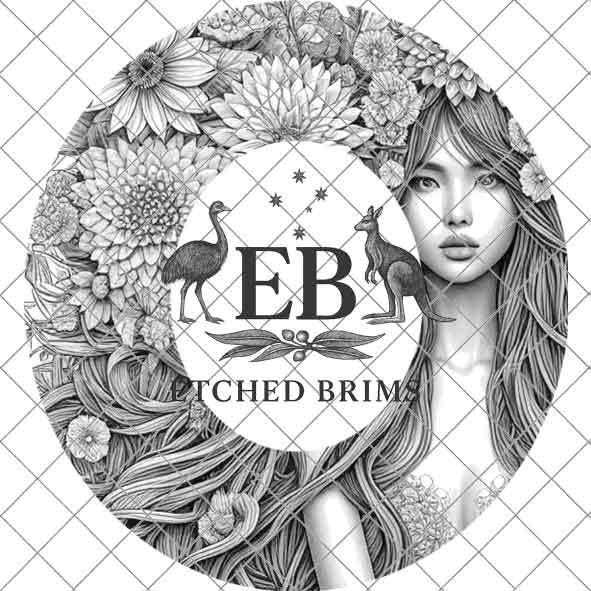 Girl & Flowers 7, Boho Woman Hat Engraving Template, Floral Hair PNG for Brim Burning, Western Hat Design, Digital File for Burners EB525
