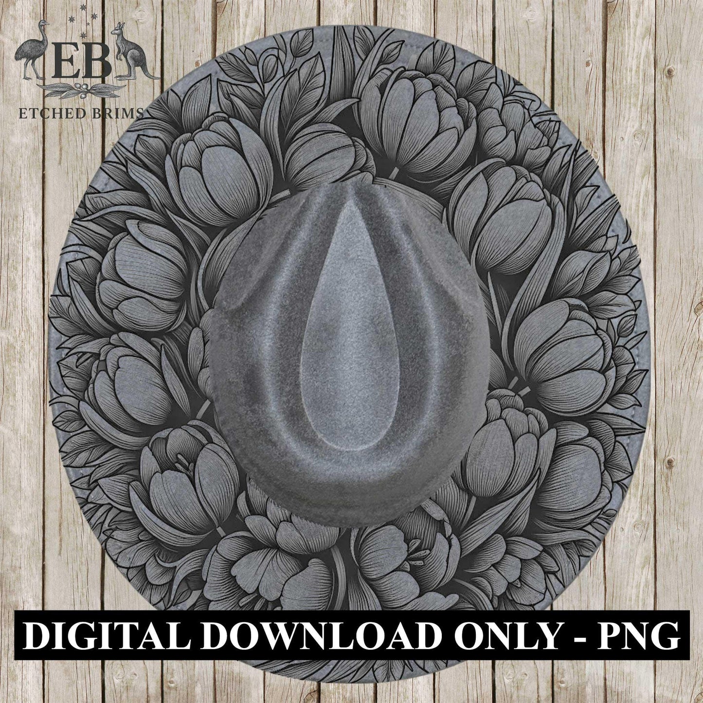 Tulip Flowers 1 Hat File, Laser Hat Burning Design, Digital Download PNG, Hat Burning Template, Hat Laser Engraving Design, Hat File EB637