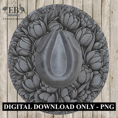 Tulip Flowers 1 Hat File, Laser Hat Burning Design, Digital Download PNG, Hat Burning Template, Hat Laser Engraving Design, Hat File EB637