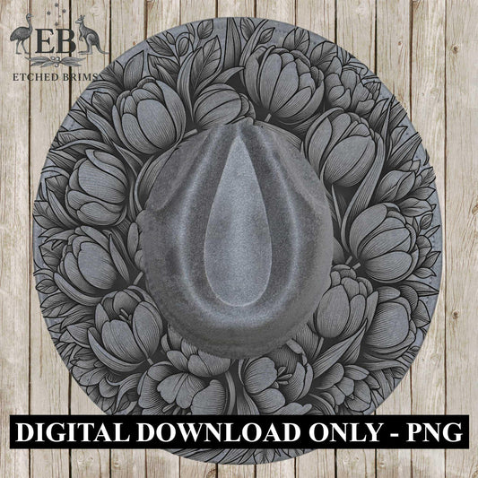 Tulip Flowers 1 Hat File, Laser Hat Burning Design, Digital Download PNG, Hat Burning Template, Hat Laser Engraving Design, Hat File EB637