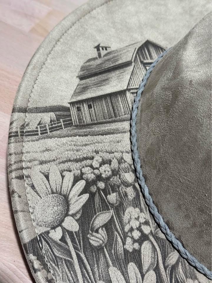 Highland Cow – Laser Engraved Highland Cow Brim Hat, Wide Brim Hat, Vegan Suede Fedora Hat, Laser Engraved, Burned Fedora