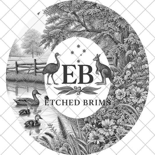 Ducks & Wildflowers, Hat Burning Design, Hat Engraving, Laser File, Wide Brim Hat, Printable Hat Template, EB1053