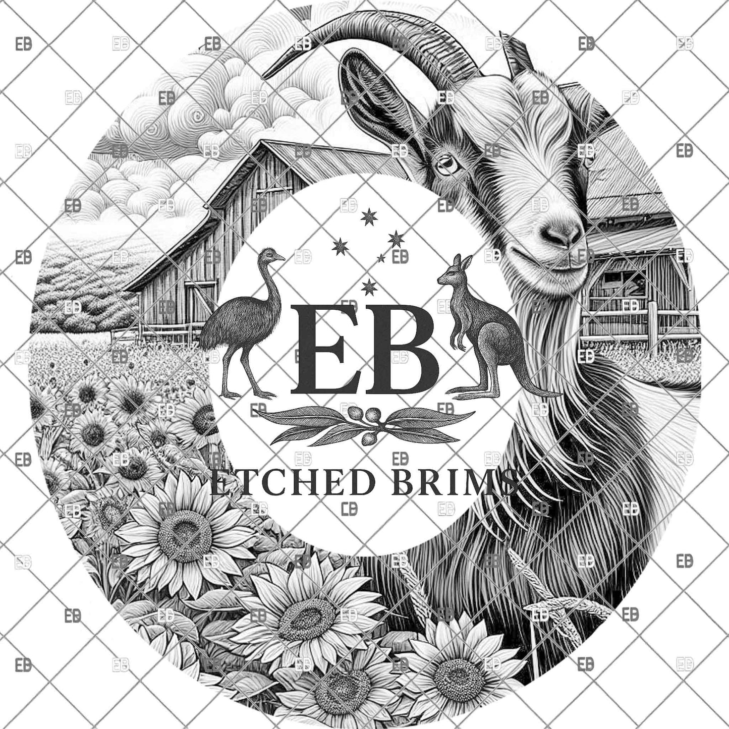 Boer Goat Brim Template | Farm Hat Engraving File | Livestock Burning Design | Western Trucker Hat Template | Laser Engraving PNG, EB1216