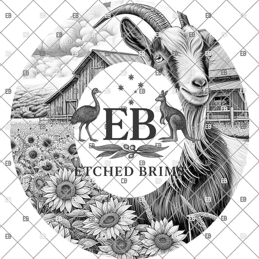 Boer Goat Brim Template | Farm Hat Engraving File | Livestock Burning Design | Western Trucker Hat Template | Laser Engraving PNG, EB1216
