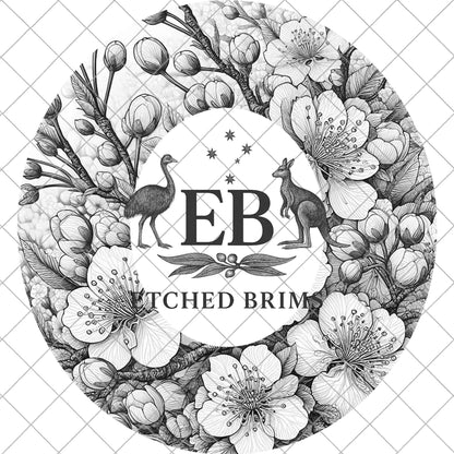 Cherry Blossoms, Hat Burning Laser Design, Floral Hat Burning Tracing Stencil For Wide Brim Hats, PNG and PDF Digital Files, EB1026
