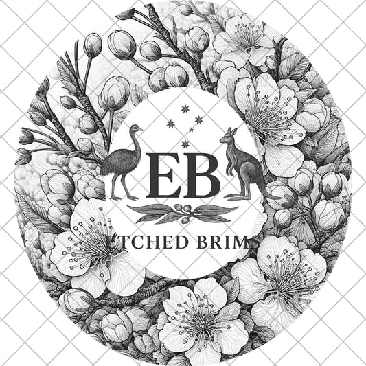 Cherry Blossoms, Hat Burning Laser Design, Floral Hat Burning Tracing Stencil For Wide Brim Hats, PNG and PDF Digital Files, EB1026