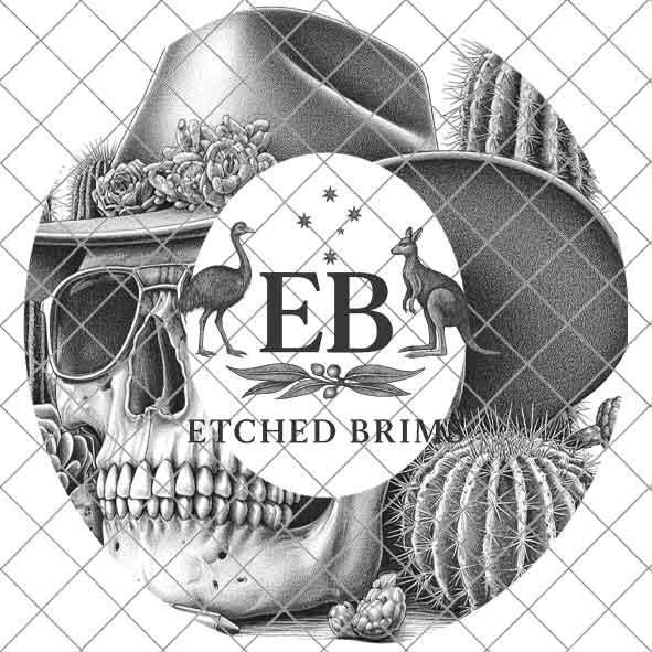 Skull 2, Cowboy Hat, Cactus Western Brim PNG Template, Digital Laser Burn Design for Wide Brim Faux Suede Hats, Laser Hat Burning File EB298