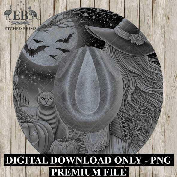 Halloween Hat Template, Witch, Pumpkin, Haunted House, Spooky Season, PNG, Hat Burning Stencil, Hat Burning Design, Engraving Pattern, EB432