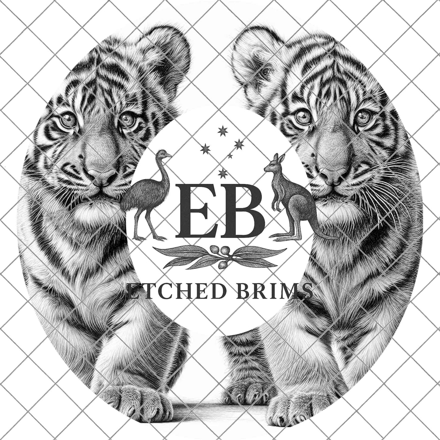Tiger Cubs, Hat Burning Design, Hat Engraving Template, Wide Brim Hat Pattern, Templates Hat Burning PNG, Laser Engraving Stencil, EB786