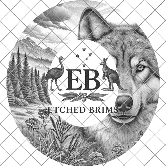 Wolf, Burned Hat Templates, Wide Brim Hat Pattern, Pyrography Hat Design, PNG File, Hat Burning Design, EB803