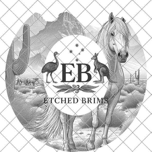 Desert Horse 7, Laser Hat Burning Design, Digital Download PNG, Hat Burning Template, Hat Laser Engraving Design, Hat File EB348