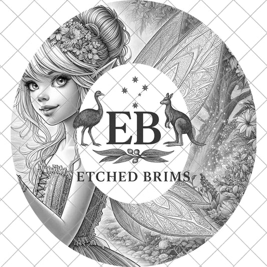 Fantasy Fairy Hat Engraving Design, Digital Download PNG, Wide Brim Fedora Stencil, EB923
