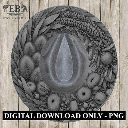 Australian Native Wattle Flowers 1 Hat File, Hat Burning Design, Hat Burning Template, Hat Laser Engraving Design, Hat File EB263