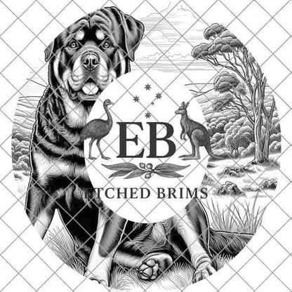 Rottweiler Brim Burning File for Laser Engraving | PNG Template for Hat Makers | Western Dog Brim Design | Instant Digital Download - EB393