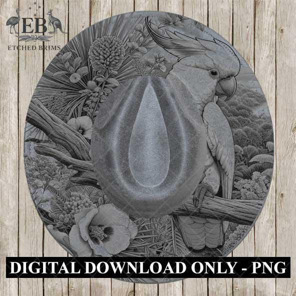 Hat Burning Design, Australian Cockatoo Bird, Australian Native Flowers, Hat Burning Template, Hat Burning Stencil, PDF & PNG File, EB439