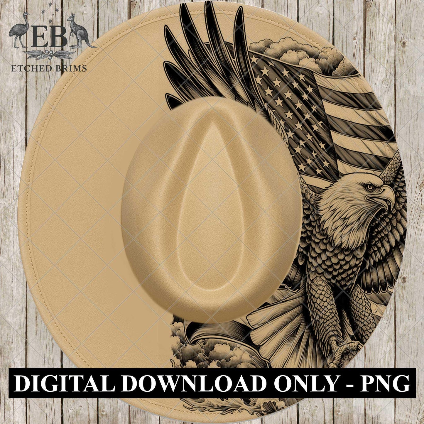 American Flag and Eagle, Hat Burning Design, Hand Burning Stencil, PDF & PNG, Hat Burning Template, Laser Engraving Design, EB723