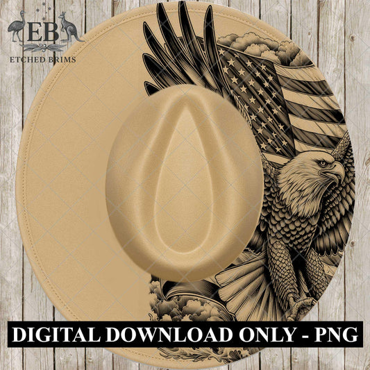 American Flag and Eagle, Hat Burning Design, Hand Burning Stencil, PDF & PNG, Hat Burning Template, Laser Engraving Design, EB723