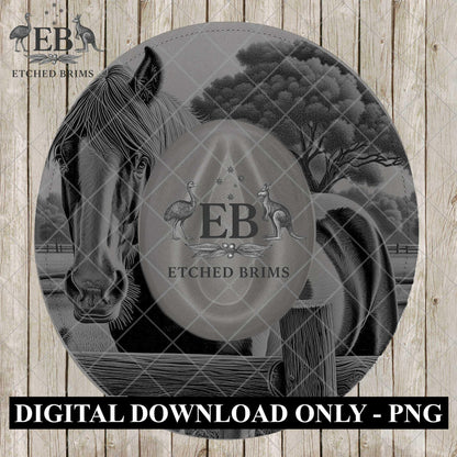 Pinto Horse, Hat Engraving Design, Western Hat Laser File, Barock Pinto Cowboy Hat, Wide Brim Hat Stencil, EB1205