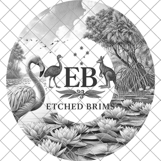 Flamingo & Lillies, Hat Burning Design, Wide Brim Hat Template, Pyrography Hat Design, Laser Hat Burning Design, EB838