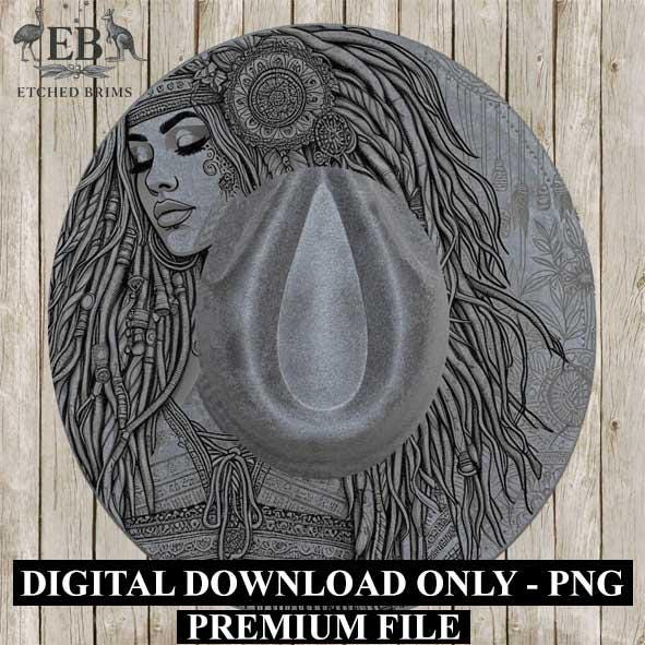 Hippy Woman 3, Boho Hippie, Laser Hat Burning Design, Digital Download PNG, Hat Burning Template, Hat Laser Engraving Design, Hat File EB154