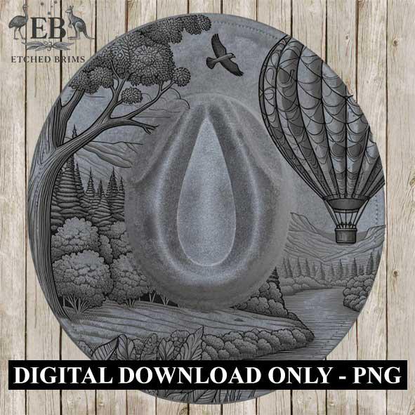 Hot Air Balloon 7 Hat File, Laser Hat Burning Design, Digital Download PNG, Hat Burning Template, Hat Laser Engraving Design, Hat File EB98