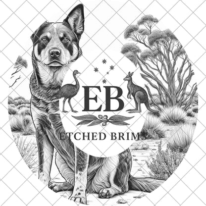 Blue Heeler Dog and Cow, Hat Burning Design, PNG for Laser Engraving, Working Dog PNG, Western Hat Design, Digital File for Burning, EB961